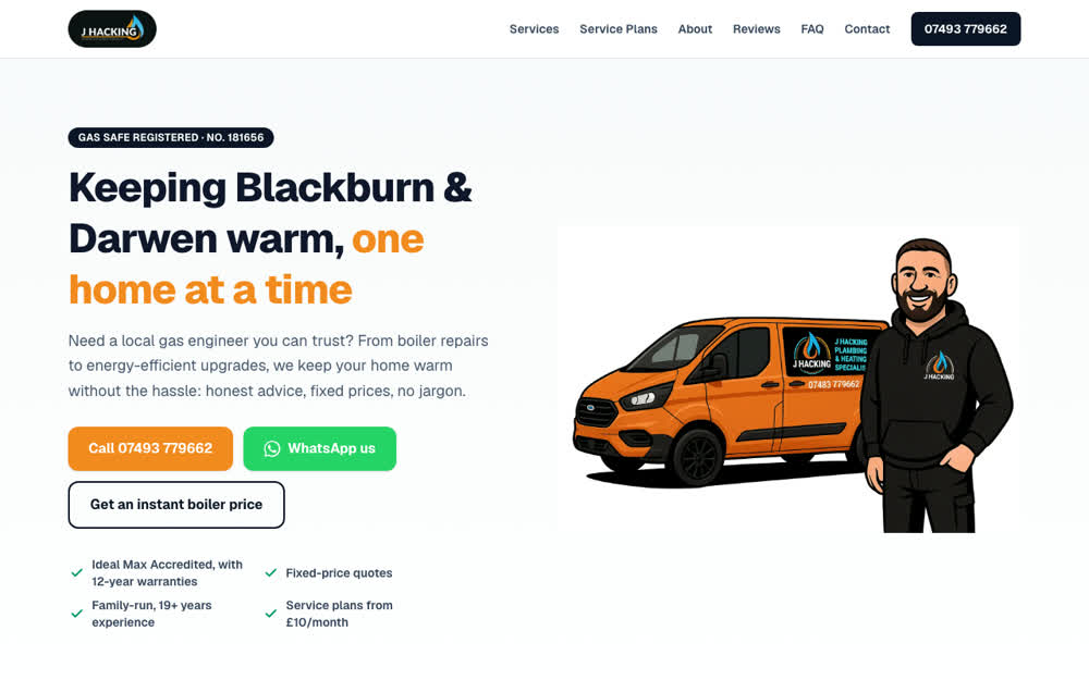 The J Hacking Heating & Plumbing home page